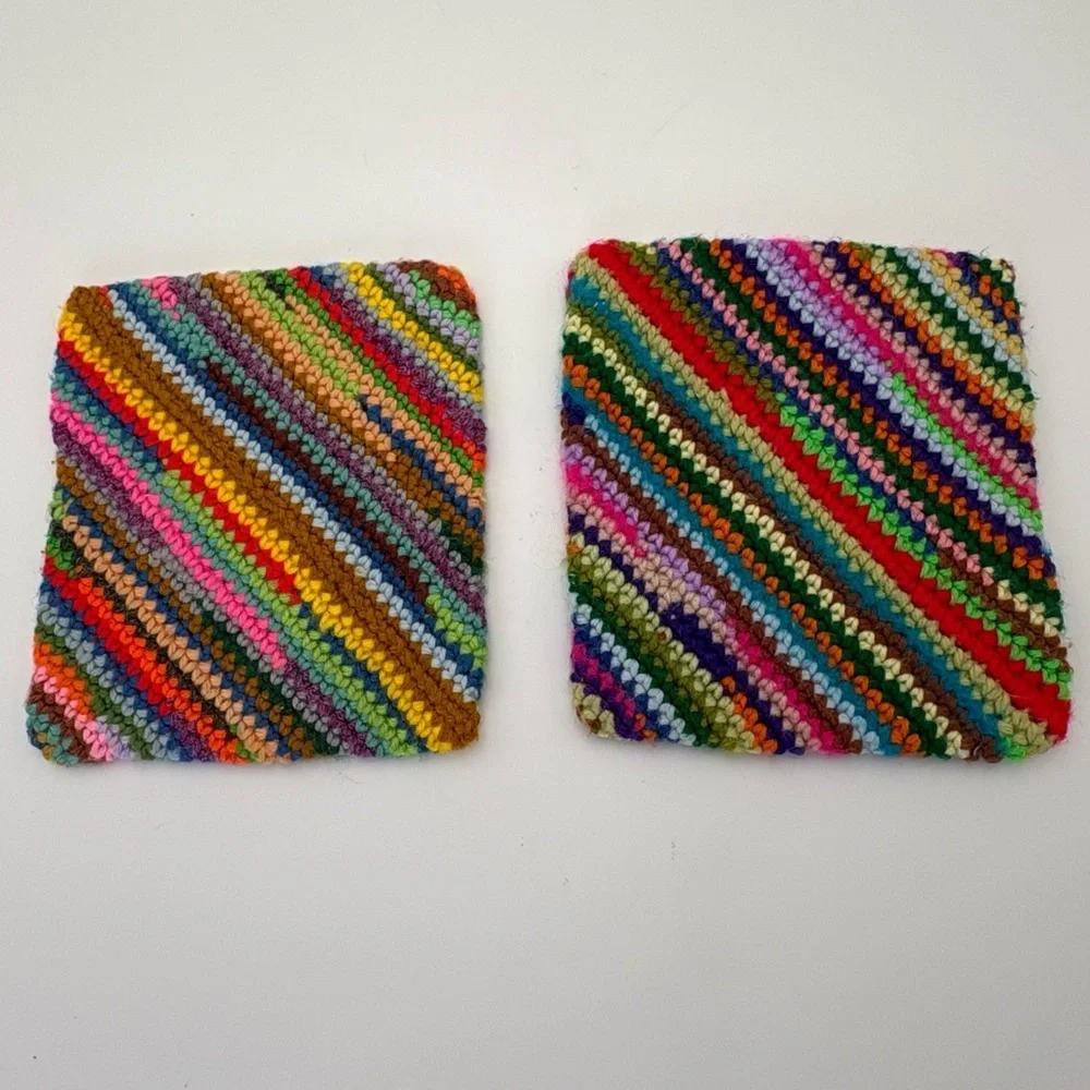 Colorful Vintage Mid-Century Modern Crocheted Coasters